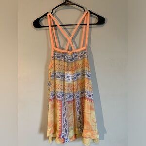 Free People Boho strapped sheer tan top